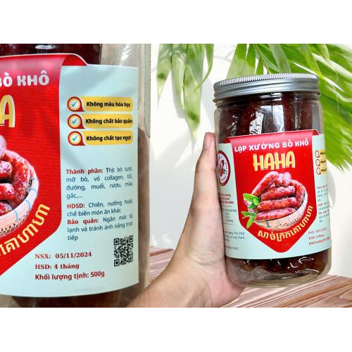 Lạp Xưởng Bò Khô HaHa – Hộp 500gr